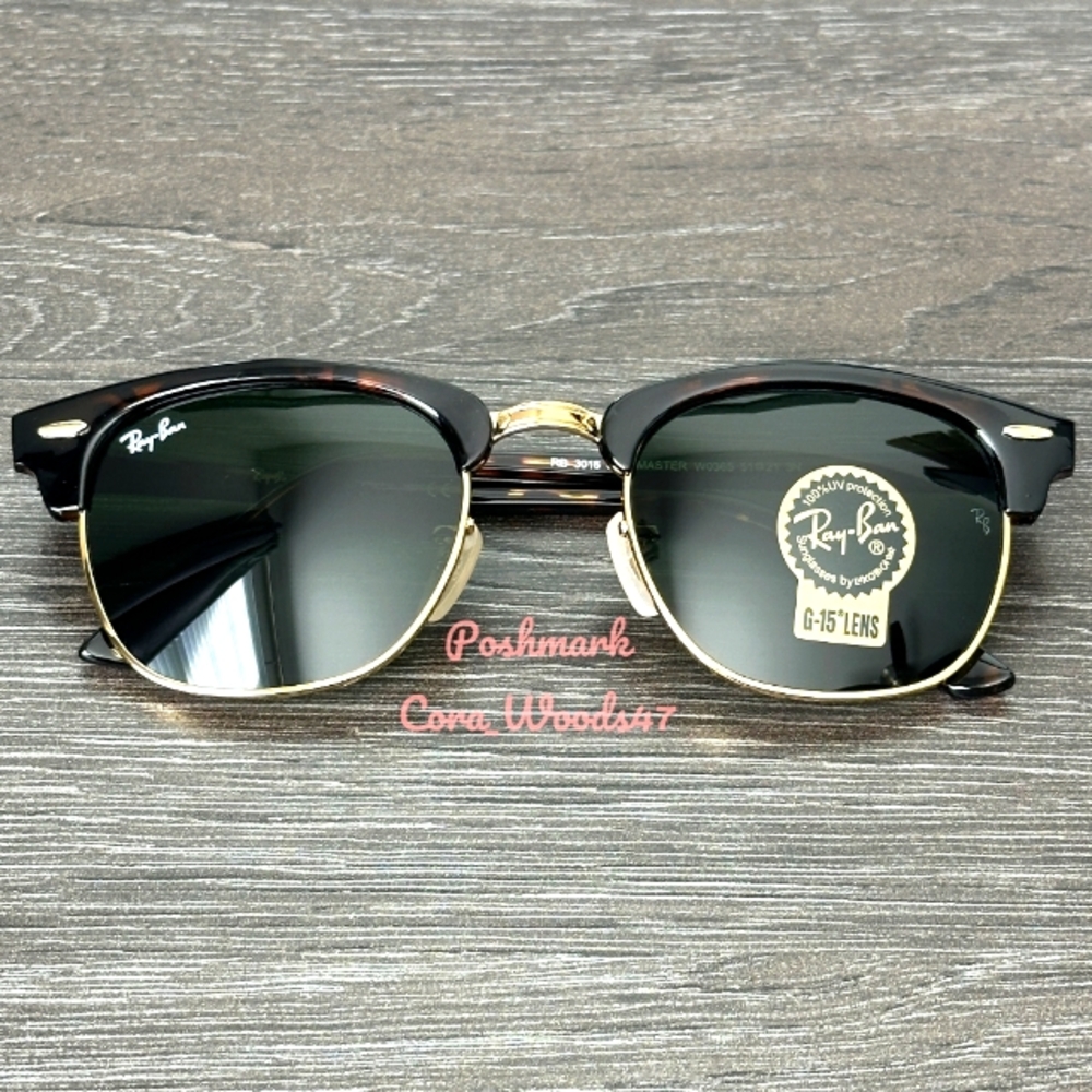 RayBan Clubmaster Green Lenses RB3016 Tortoise Frame Unisex New - Picture 5 of 16